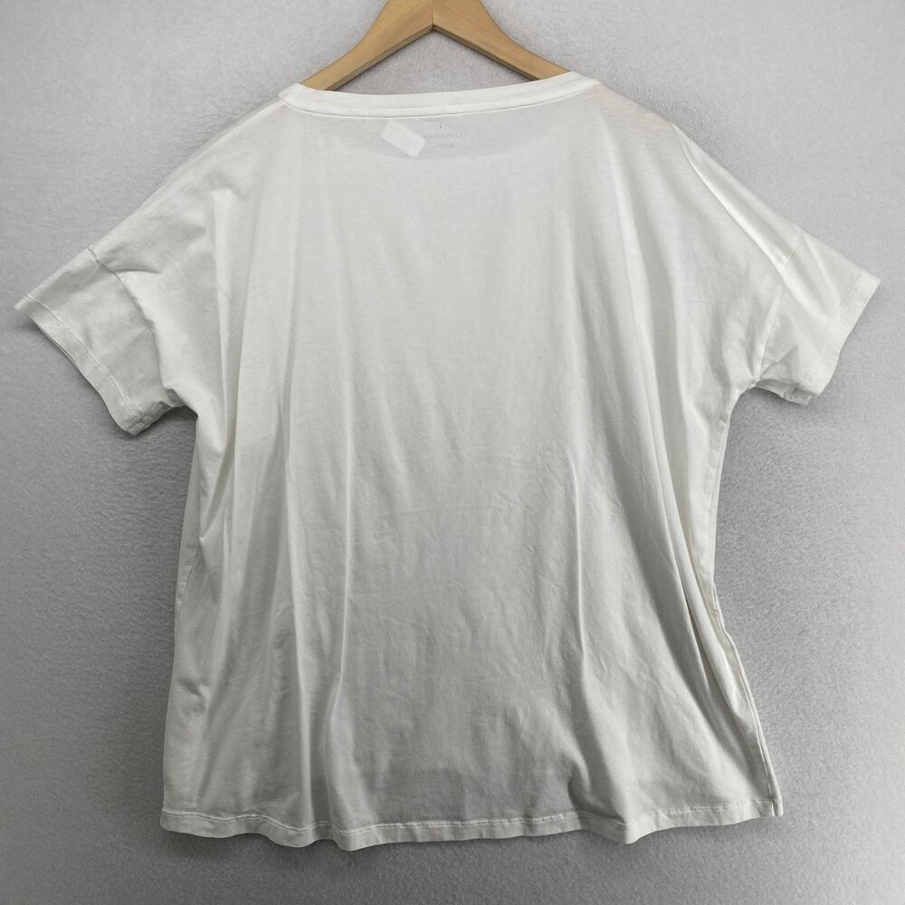 EILEEN FISHER Top L Slub Organic Cotton Jersey Oversized Boxy Dolman White - Picture 3 of 11